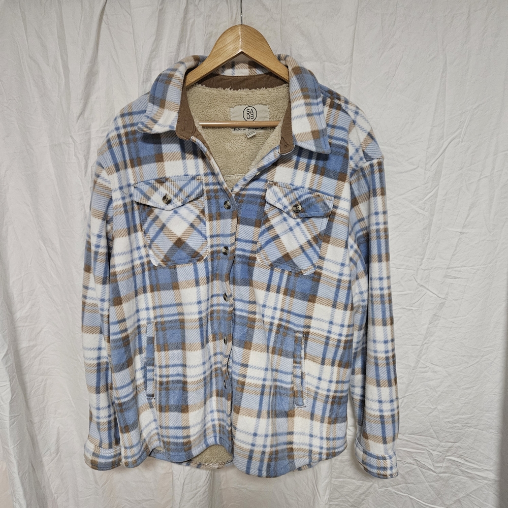 NWOT Sage Collective Plaid Sherpa Jacket